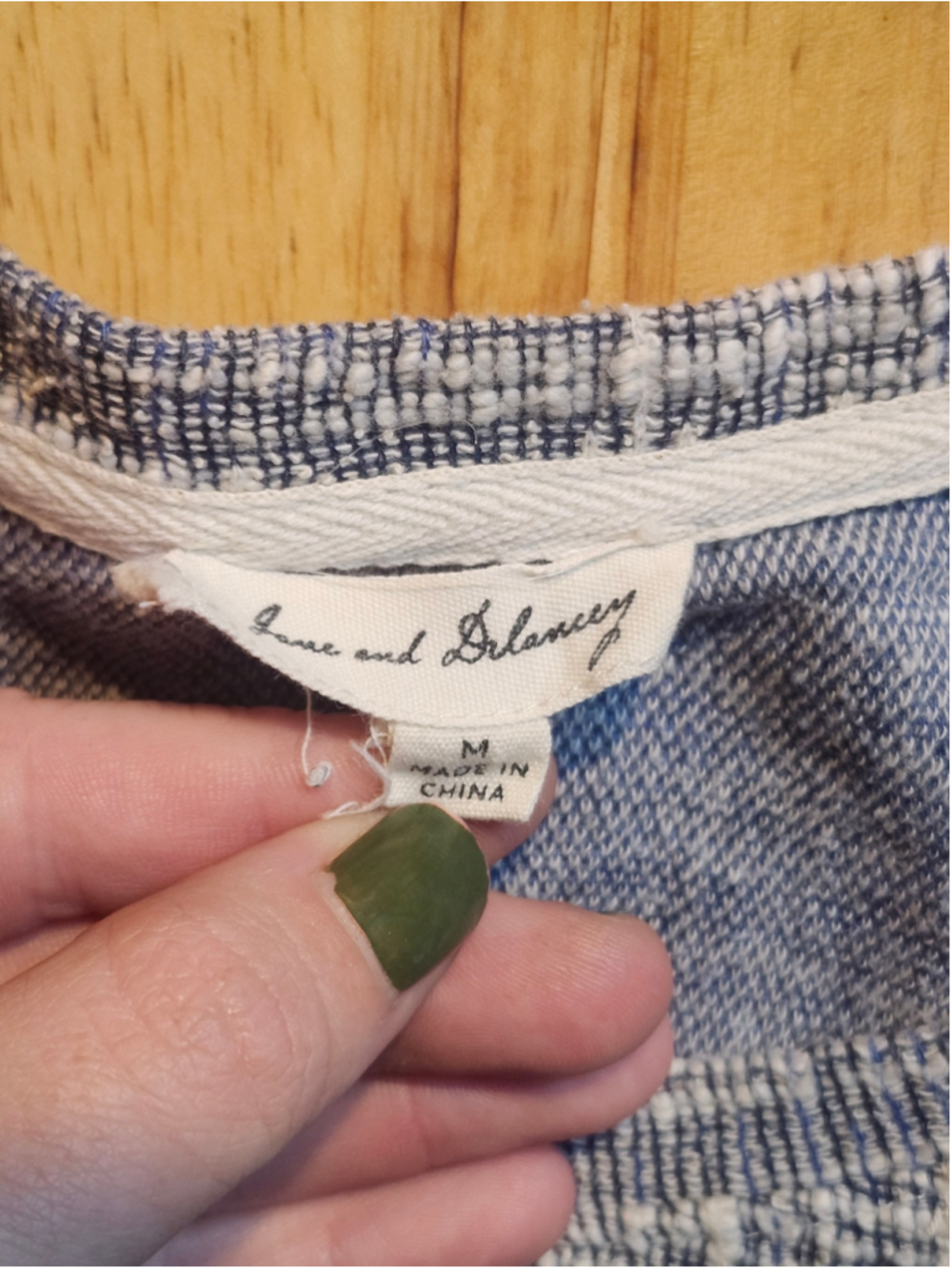 Women's Lane and Delancey Long Sleeve Tee Blue White Size M - Picture 4 of 4